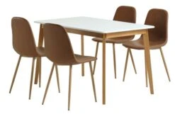 JEGIND L130 Table Blanc + 4 JONSTRUP Cognac/chêne
