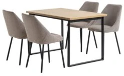 AABENRAA L120 Table Chêne + 4 VELLEV Chaises Sable/noir