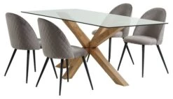 AGERBY L190 Table Chêne + 4 KOKKEDAL Chaises Velours Gris