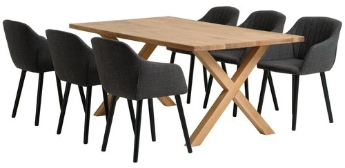 GRIBSKOV L180 Table Chêne + 4 ADSLEV Chaises Anthracite 2 GRIBSKOV L180 Table Chêne + 4 ADSLEV Chaises Anthracite – Image 2