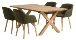 GRIBSKOV L180 Table Chêne + 4 ADSLEV Chaises Olive