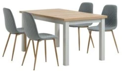 MARKSKEL L150/193 Table Gris + 4 JONSTRUP Chaises Bleu Clair