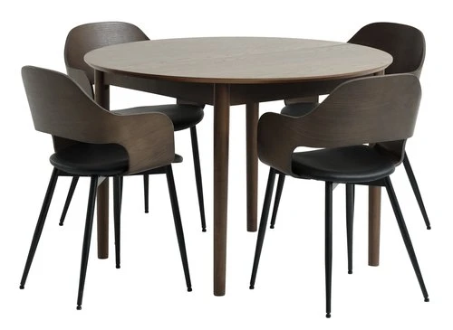 MARSTRAND Ø110 Table Chêne Foncé + 4 HVIDOVRE Chaises Ch. F. 1 MARSTRAND Ø110 Table Chêne Foncé + 4 HVIDOVRE Chaises Ch. F.