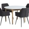 MARSTRAND Ø110 Table Blanc + 4 PURHUS Chaises Gris
