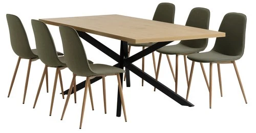 NORTOFT L200 Table Chêne + 4 BISTRUP Chaises Olive 3 NORTOFT L200 Table Chêne + 4 BISTRUP Chaises Olive – Image 3