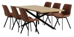 NORTOFT L200 Table Chêne + 4 HYGUM Chaises Cognac -Meubles Soldes Boutique 213976