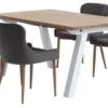 SKAGEN L150 Table Blanc/chêne + 4 PEBRINGE Chaises Vel. Gris