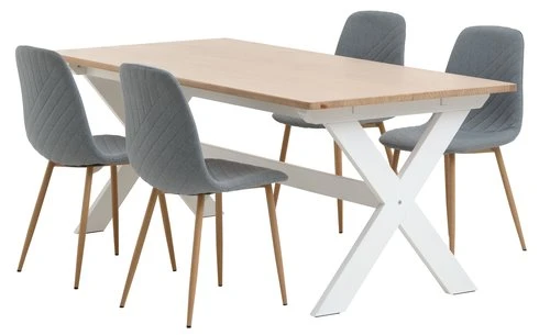 VISLINGE L190 Table Naturel + 4 JONSTRUP Chaises Bleu Clair 1 VISLINGE L190 Table Naturel + 4 JONSTRUP Chaises Bleu Clair