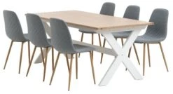 VISLINGE L190 Table Naturel + 4 JONSTRUP Chaises Bleu Clair 5 VISLINGE L190 Table Naturel + 4 JONSTRUP Chaises Bleu Clair -Meubles Soldes Boutique 214015