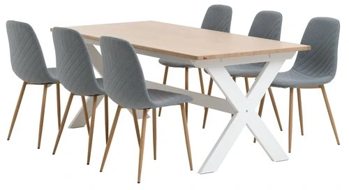 VISLINGE L190 Table Naturel + 4 JONSTRUP Chaises Bleu Clair 3 VISLINGE L190 Table Naturel + 4 JONSTRUP Chaises Bleu Clair â Image 3