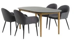 EGENS L190/270 Table Noir + 4 SABRO Chaises Gris/noir