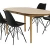 EGENS L190/270 Table Chêne + 4 KLARUP Chaises Noir