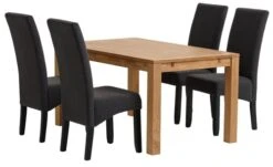 HAGE L150 Table Chêne + 4 BAKKELY Chaises Gris/noir