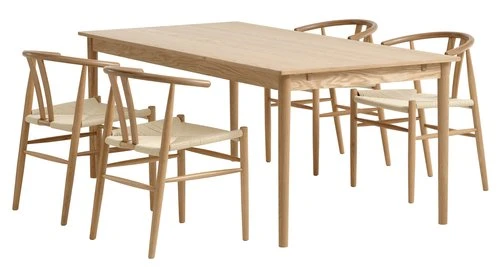 MARSTRUP L190/280 Table Chêne + 4 GUDERUP Chaises Ch./nat. 1 MARSTRUP L190/280 Table Chêne + 4 GUDERUP Chaises Ch./nat.