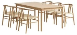 MARSTRUP L190/280 Table Chêne + 4 GUDERUP Chaises Ch./nat. 7 MARSTRUP L190/280 Table Chêne + 4 GUDERUP Chaises Ch./nat. -Meubles Soldes Boutique 214171