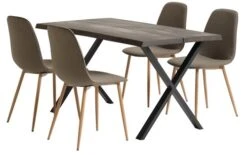 ROSKILDE L140 Table Chêne Foncé + 4 BISTRUP Chaises Olive