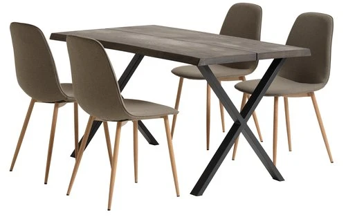 ROSKILDE L140 Table Chêne Foncé + 4 BISTRUP Chaises Olive 1 ROSKILDE L140 Table Chêne Foncé + 4 BISTRUP Chaises Olive