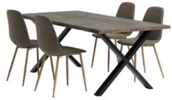 ROSKILDE L200 Table Chêne Foncé + 4 BISTRUP Chaises Olive
