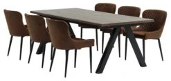 SANDBY L210 Table Chêne Foncé + 4 PEBRINGE Brun/noir 5 SANDBY L210 Table Chêne Foncé + 4 PEBRINGE Brun/noir -Meubles Soldes Boutique 214225