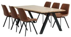 SANDBY L210 Table Chêne Naturel + 4 HYGUM Chaises Cognac -Meubles Soldes Boutique 214227