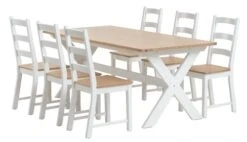 VISLINGE L190 Table Naturel + 4 VISLINGE Chaises Naturel -Meubles Soldes Boutique 214316
