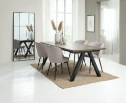 SANDBY L210 Table Chêne Foncé + 4 RISSKOV Chaise Gris Clair -Meubles Soldes Boutique 214460