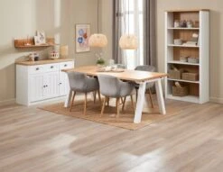 SKAGEN L200 Table Blanc/ch. + 4 ADSLEV Chaises Velours Gris -Meubles Soldes Boutique 214474 2