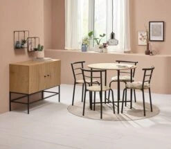 GADSTRUP Ø85 + 4 GADSTRUP Noir/coloris Chêne -Meubles Soldes Boutique 214565