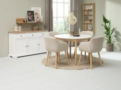 Buffet VISLINGE 3 Portes 3 Tiroirs Naturel/blanc -Meubles Soldes Boutique 218124 1