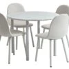 HANSTED Ø100 Table Gris Chaud + 4 EJSTRUP Chaises Beige