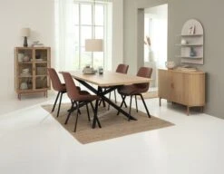 NORTOFT L200 Table Chêne + 4 HYGUM Chaises Cognac -Meubles Soldes Boutique 221078 1