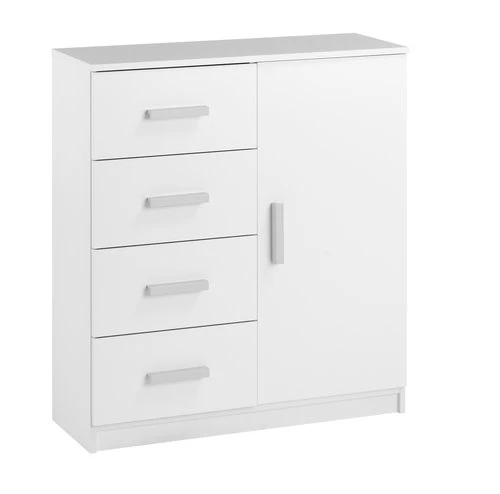 Commode 4 Tiroirs 1 Porte TAPDRUP Blanc 1 Commode 4 Tiroirs 1 Porte TAPDRUP Blanc