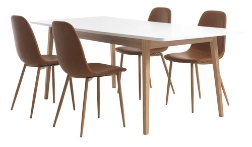 GAMMELGAB L160/200 Table + 4 JONSTRUP Chaises Cognac/chêne 1 GAMMELGAB L160/200 Table + 4 JONSTRUP Chaises Cognac/chêne