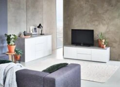 Meuble TV JERNVED Béton/brillant -Meubles Soldes Boutique 87590