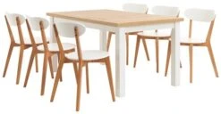 Table MARKSKEL 150x193 Blanc/coloris Chêne -Meubles Soldes Boutique 99279